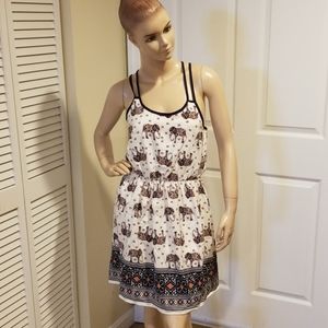 Elephant/Tribal print sun-dress Elephants Blue